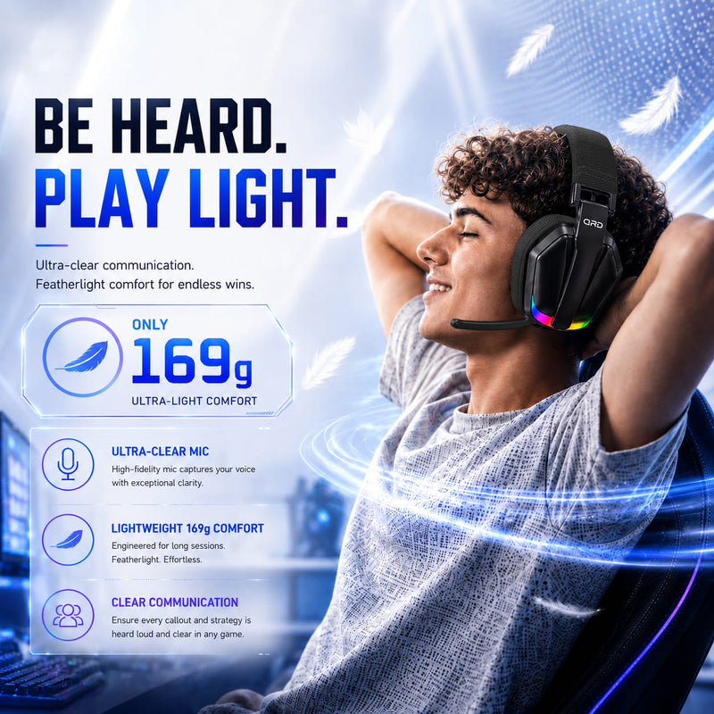 Carregue imagem no visualizador da galeriaFone de ouvido gamer sem fio QRD A55 2,4 GHz
