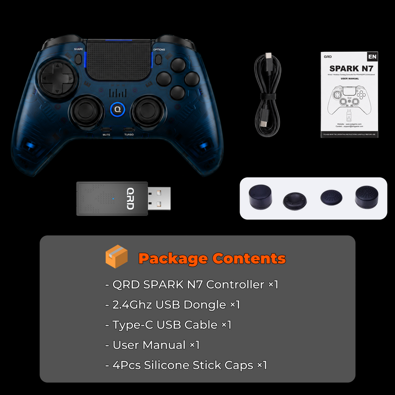 Carregue imagem no visualizador da galeriaControle Sem Fio QRD Spark N7 2,4 GHz para PS4/PS3/PC