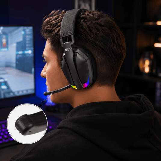 Fone de ouvido gamer sem fio QRD A55 2,4 GHz