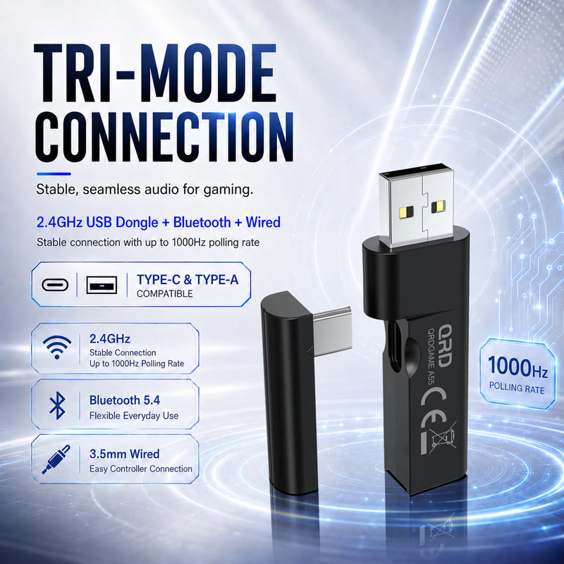 Carregue imagem no visualizador da galeriaFone de ouvido gamer sem fio QRD A55 2,4 GHz
