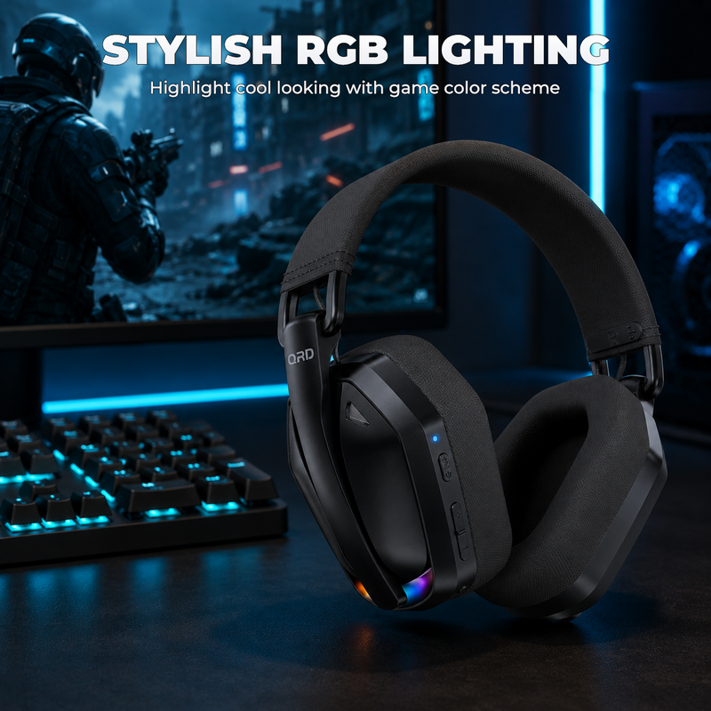 Carregue imagem no visualizador da galeriaFone de ouvido gamer sem fio QRD A55 2,4 GHz
