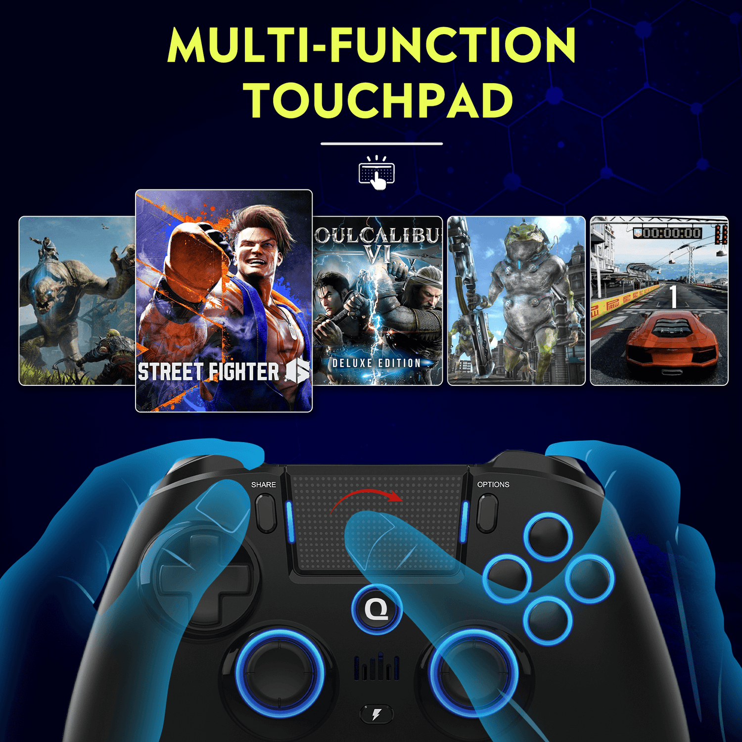 Controle sem fio QRD Spark N5 PS5/PS4/PS3 com joystick de efeito Hall ...